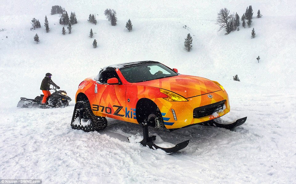 Engineers modified the front suspension to accommodate the new ride height, and adaptors were made to allow the appropriate travel and rotation for the front skis. The headlights were also tinted yellow to resemble ski goggles