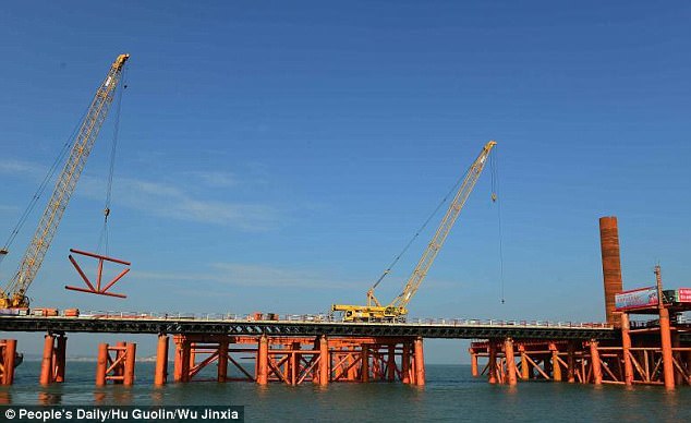 Chief engineer Mr Fan said the most challenging part of the project was to drill pillars into the hard rock on the seabed under immense underwater pressure  created by the ocean currents
