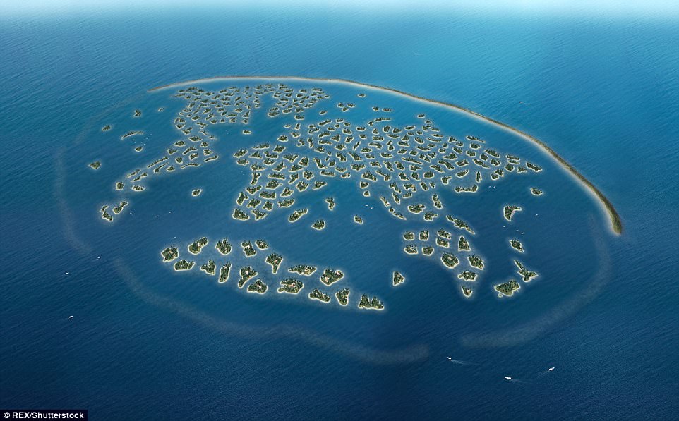 The islands (shown in an earlier artist's impression) were marketed as a playground for the rich and famous with people invited to 'own the world' and snap up their own territory for up to £36million
