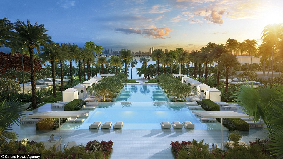 The resort complex will feature a mix of living areas, with apartments starting at a whopping £1.4million