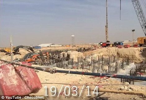 The skyscraper will stretch more than a kilometre (0.6 miles) above the Saudi city of Jeddah upon completion. Pictured is its foundations in March 2014
