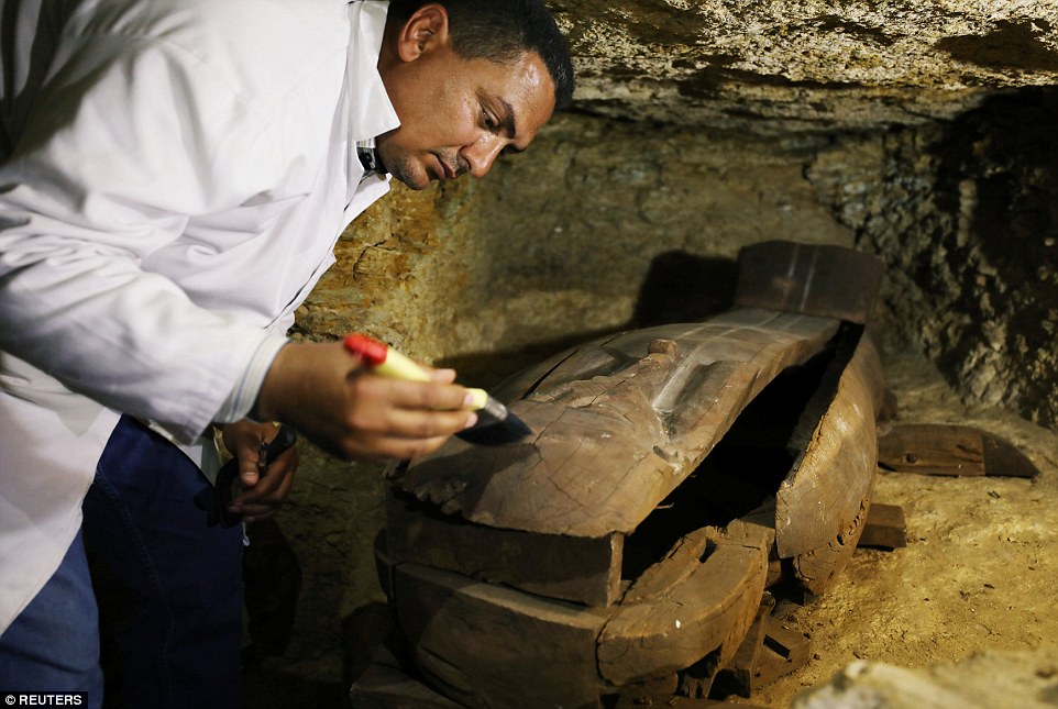 Archaeologists, who started excavation work on the site last year, found tombs belonging to priests of Thoth, the ancient god of the moon and wisdom 