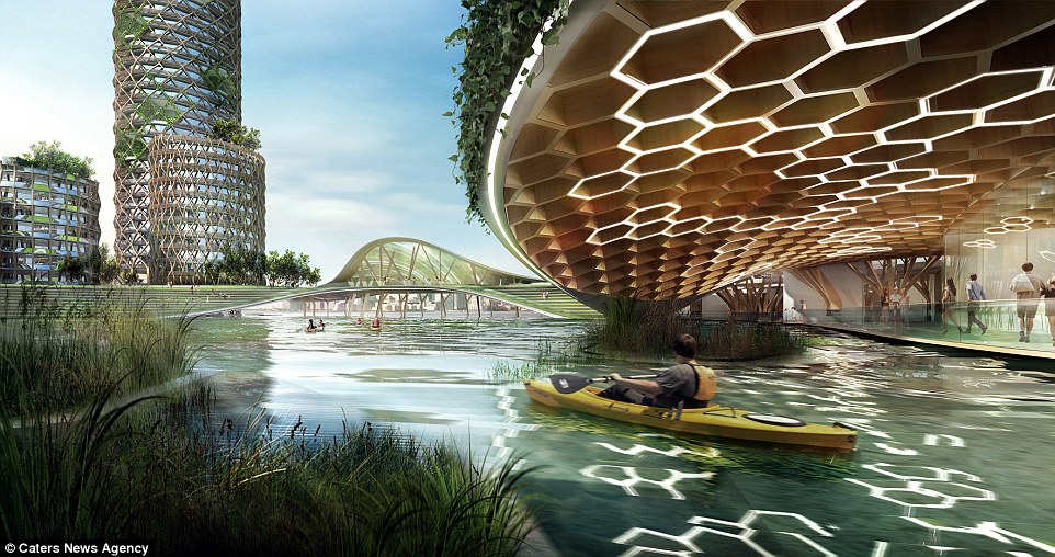 Not only would the eye-catching plans provide affordable housing and stimulate a new ecosystem of wildlife, but also ward off the rising sea levels predicted as a result of global warming