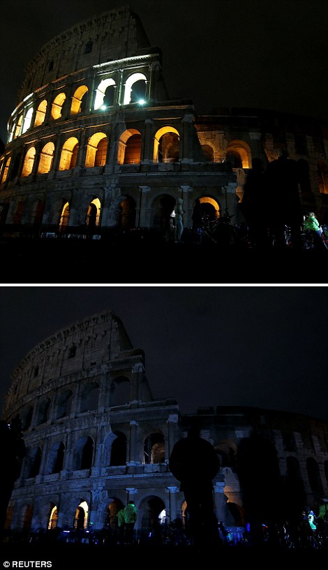 The Brandenburg Gate in Berlin and the Coliseum in Rome