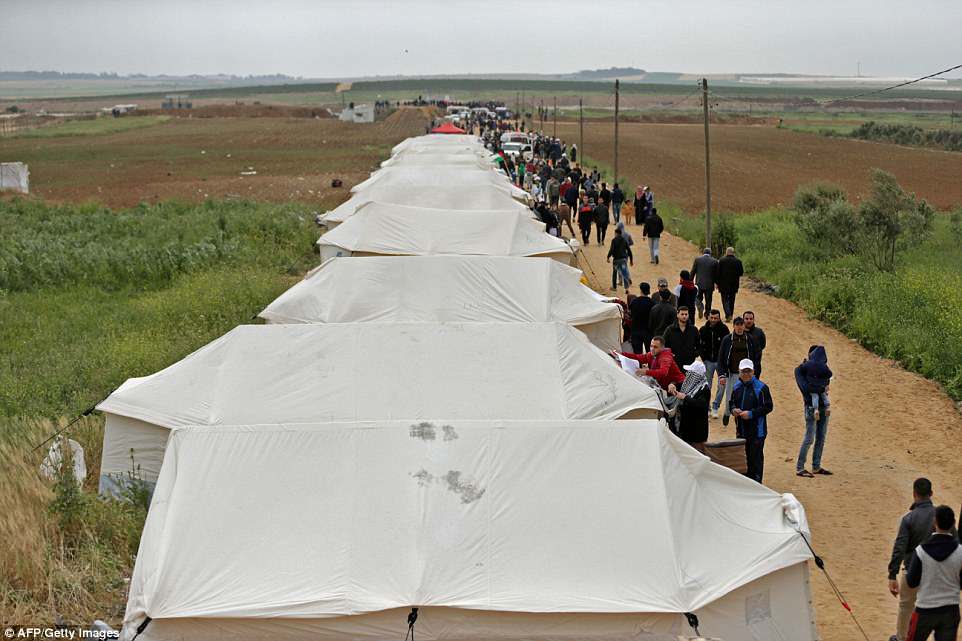 Protests: Hundreds of people are set to camp near the border between the Gaza strip and Israel in the run-up to the opening of the new US embassy