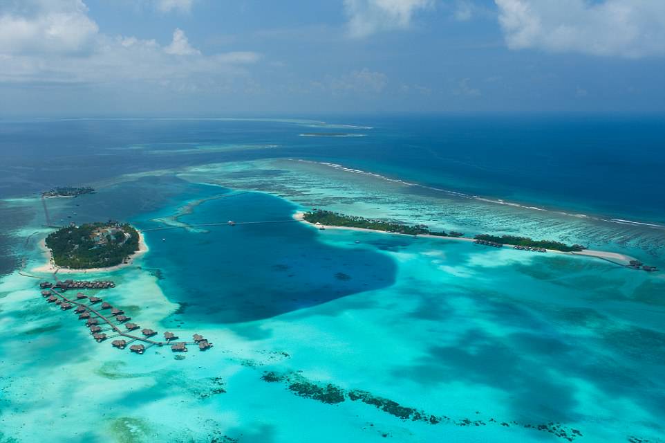 An aerial image of Rangali Island in the Maldives, where the residence is located. The Muraka undersea suite is set to open at the end of 2018