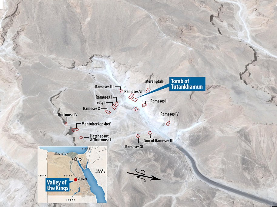 4b77d27d00000578-5344277-image-a-1_1524509767206 The Valley of the Kings in upper Egypt is one of the country's main tourist attractions, situated next to the Giza pyramid complex. The most famous pharaoh at the site is Tutankhamun, whose tomb was discovered in 1922