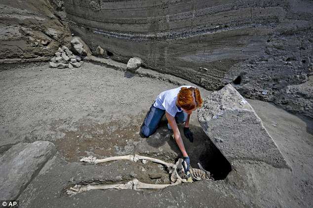 The 35-year-old man was seemingly beheaded by a falling rock as he tried to escape the eruption, which is believed to have killed around 30,000 people