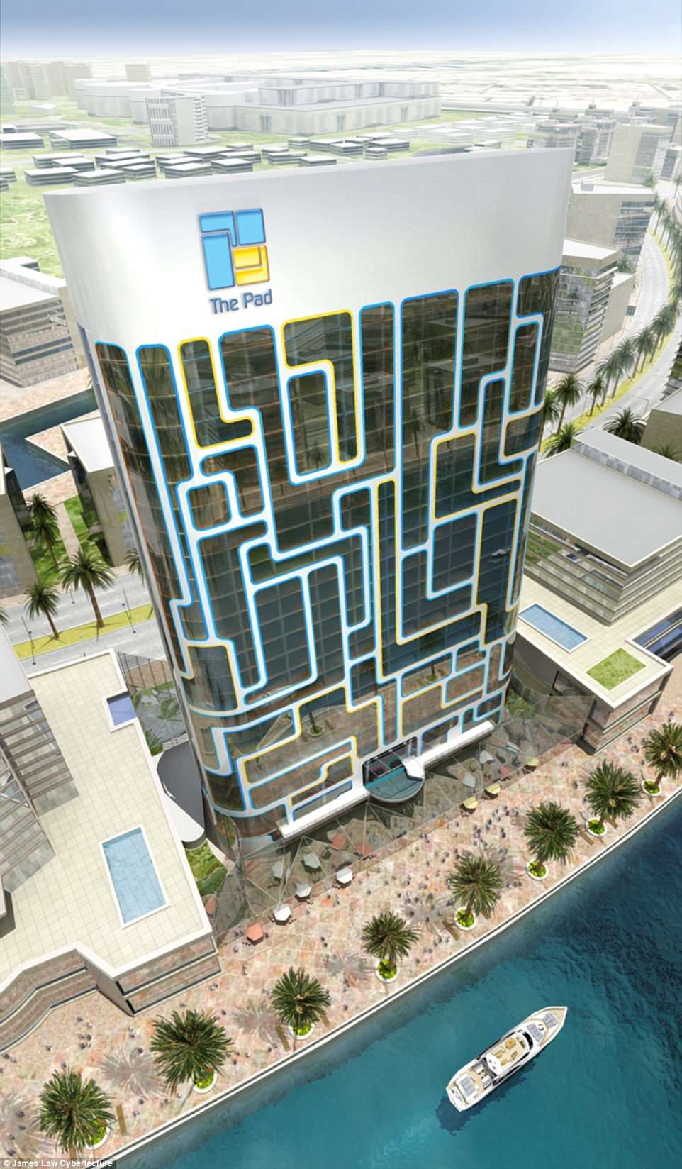 The Pad is being built in the Business Bay area in the centre of Dubai, which is famous for its record-breaking skyscrapers and opulent hotels