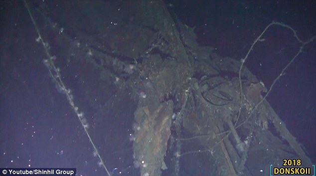 The ship's masts have been completely destroyed as have its chimney stacks