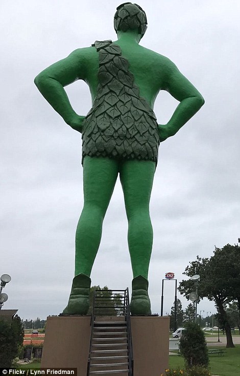 It is said to draw more than 10,000 visitors a year, with tourists stopping to pose for a photo next to the imposing 8,000lb, leaf-clad man