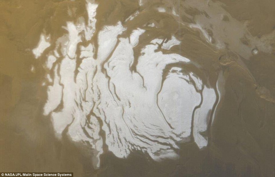 The discovery is the first proof of a liquid water on Mars that still exists today – an environment scientists say is ideal for the growth of microbial life. The lake is believed to sit below this patch of ice at the south pole