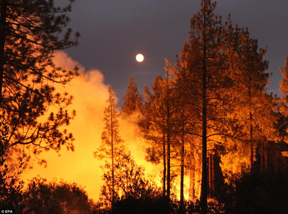 There are more fires elsewhere in the state. This photo shows a blaze over Apple Canyon caused by the Cranston Fire near Idyllwild, San Bernardino, on Friday