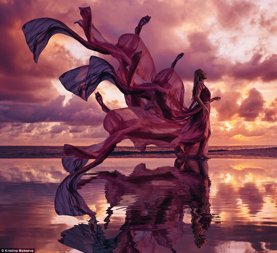 4eb0cbc700000578-6007237-image-a-131_1532961250092 A dress worn by model Katya floats up in the air as she walks along the beach at sunset on the island of Mauritius