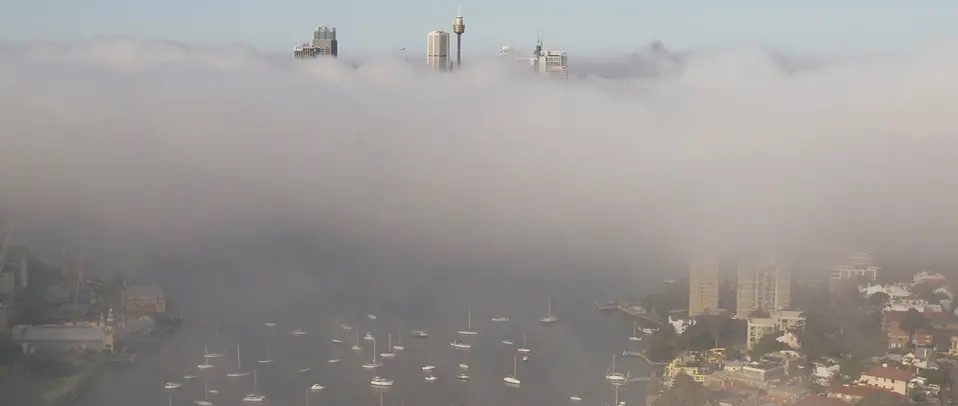 56655656-5 صور معالم سيدني متوارية خلف الضباب تشعل مواقع التواصل