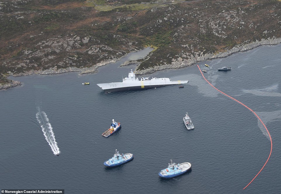 5972958-6371147-image-a-7_1541753871930 One of the biggest warships in the Norwegian navy was warned repeatedly it was on a collision course with a Britain-bound oil tanker before it ploughed into the vessel, it has been claimed
