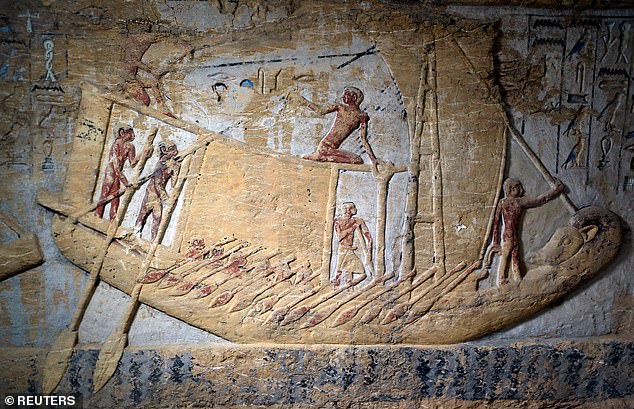 7474050-6498949-image-a-229_1544915198397 Scenes in the ancient tomb depicted life during the rule of King Neferirkare Kakai during the Fifth Dynasty