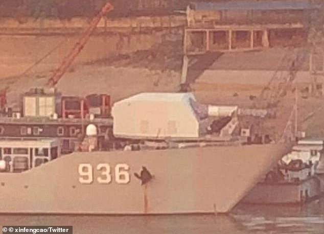 9219116-6652703-image-a-8_1548936630559 Photos of the electromagnetic railgun on board the People¿s Liberation Army Navy tank Haiyang Shan (pictured) first emerged in early 2018. Sources told CNBC that the super weapon had been tested again earlier this month and 'will be ready for warfare by 2025'