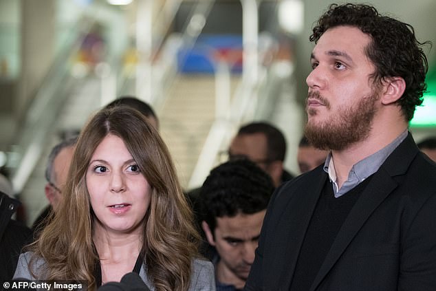 9579142-6684315-image-a-5_1549683553158 Megda and Amir Belkacemi, who lost their father in the mosque shooting, talks to the press in the Quebec City Courthouse after the hearing