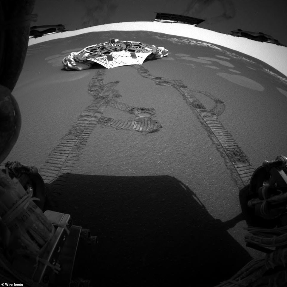 9759592-6701597-opportunity_s_landing_platform_with_freshly_made_tracks_is_shown-a-30_1550137919686 Opportunity´s landing platform, with freshly made tracks, is shown above. Opportunity landed on Mars on Jan 24, 2004, touching down in a region called Meridiani Planum