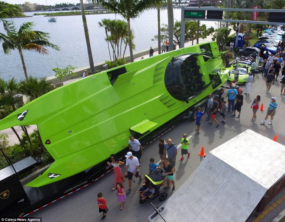 The carbon fibre beast (pictured) is powered by twin Mercury Racing engines and is equipped with a high-quality video system with cameras strategically mounted, that records direct to a hard drive