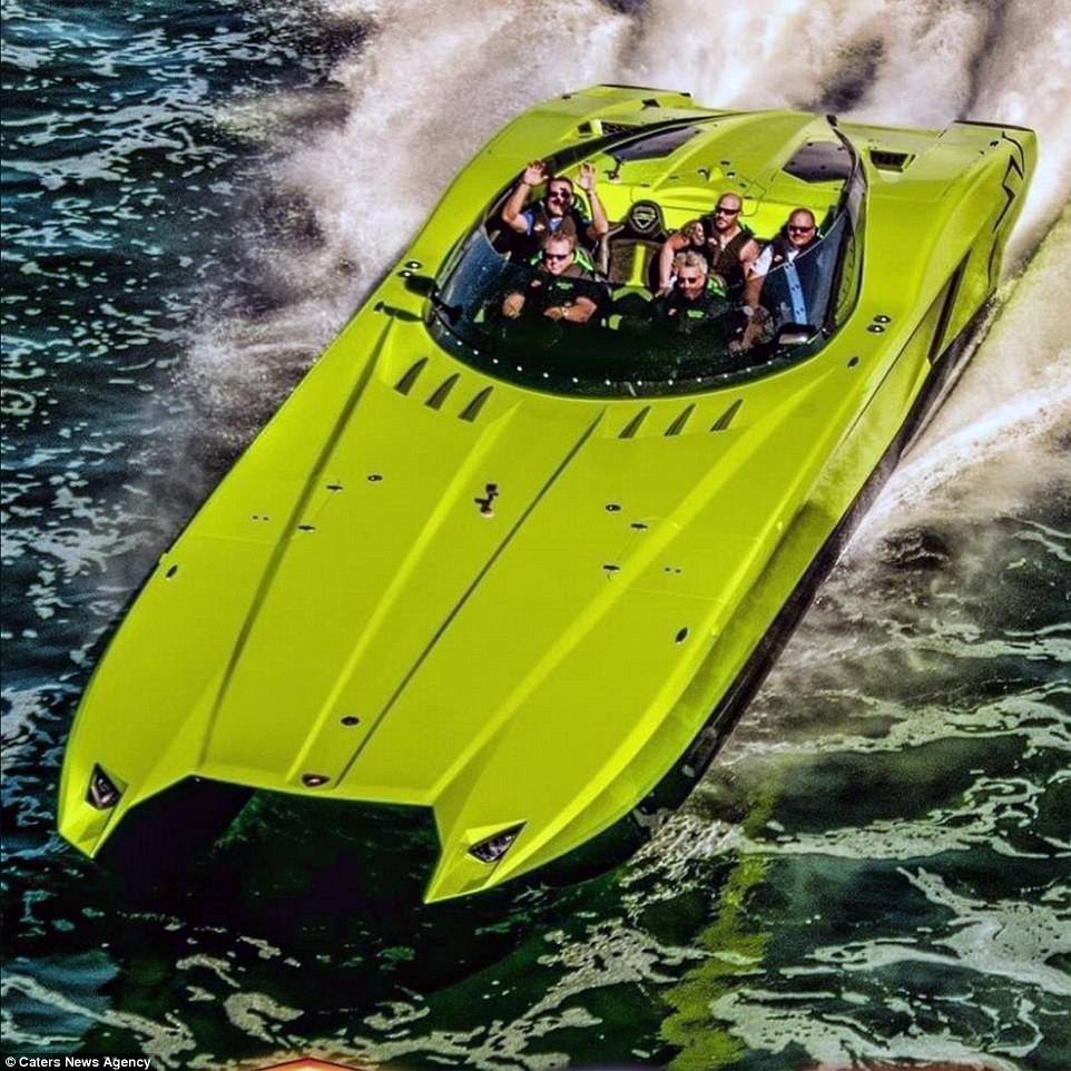  Miami restaurateur Gino Gargiulo, who has previous form in commissioning speedboat and supercar hybrids, cooked up his latest project in 2015. A 'pristine' Lamborghini and matching speedboat (pictured) will be sold on eBay within two weeks