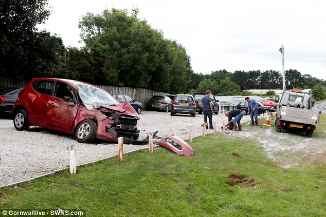 An employee at the dealership said earlier that they 'haven't finished looking at the damage'
