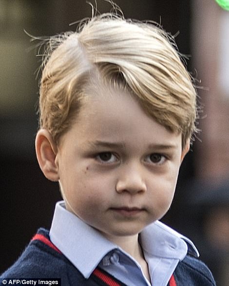 George looked smart but boys will be boys ¿ even princes ¿ and there was no hiding the start of a shiner and two small cuts under his right eye