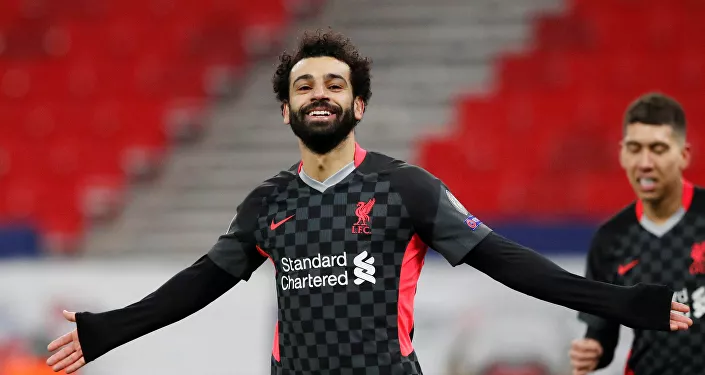محمد صلاح بعد تسجيل هدف في مباراة ليفربول ولايبزيغ بدوري أبطال أوروبا محمد صلاح بعد تسجيل هدف في مباراة ليفربول ولايبزيغ بدوري أبطال أوروبا