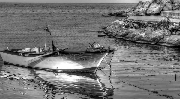 An empty boat floating