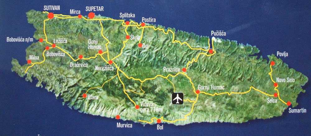 Brač Island map