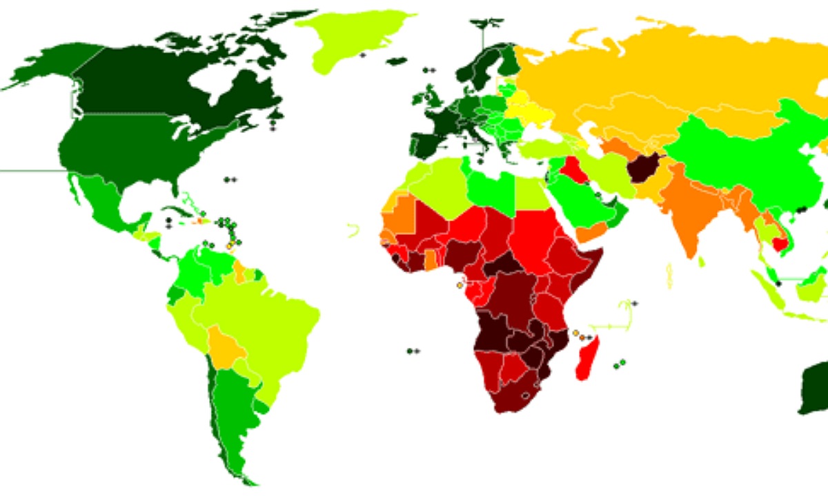 خريطة الكثافة السكانية للعالم