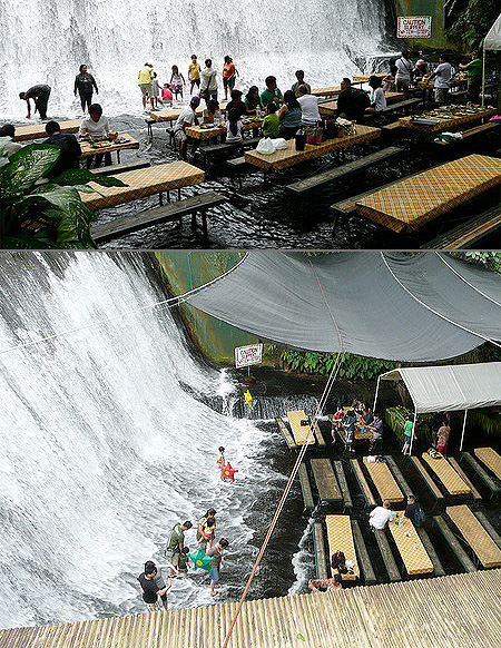 Incredible Waterfall Restaurant at the Villa Escudero Resort