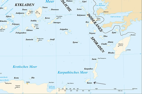 Kasos is located in the southernmost region