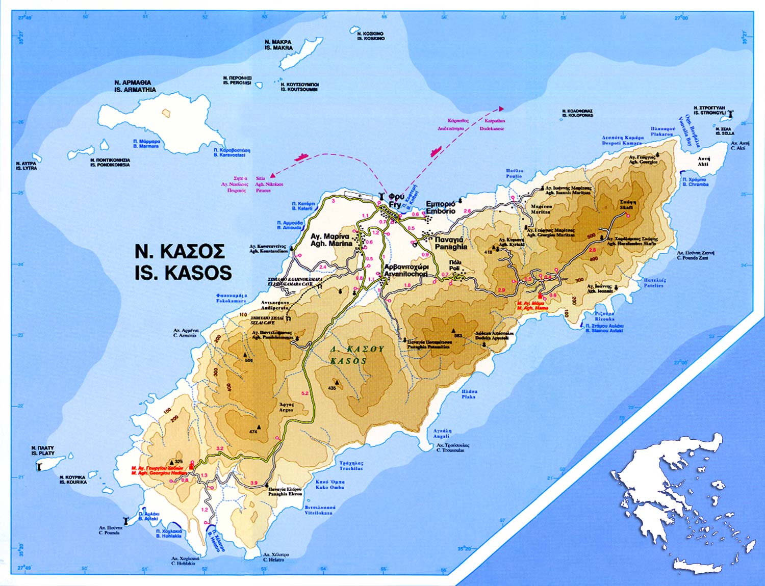 Map of Kasos island