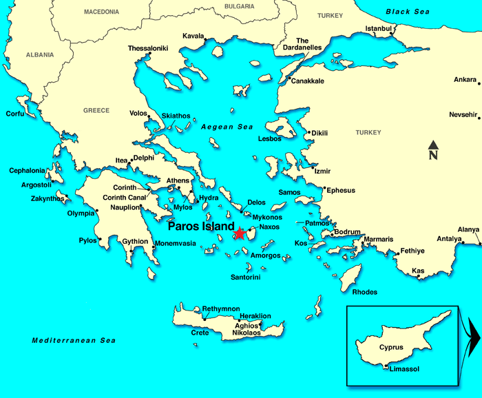 Paros Island Map