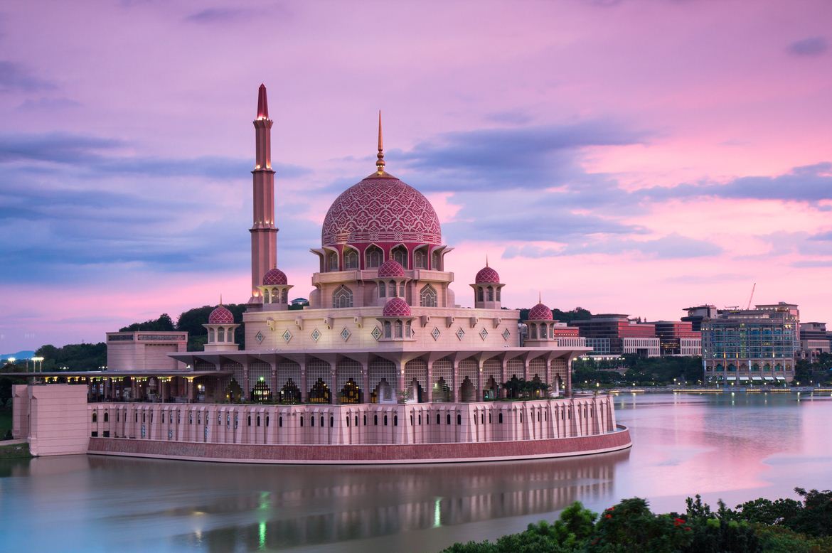 I hired a taxi driver to drive me around Putrajays, Malaysia at dusk. He somehow talked a security gaurd into letting me up into their security "crows nest" at the Kelab Tasik that overlooks the Putra Mosque. The guard said they've never let a photographer up there before. Yeah, my taxi driver got a big tip!