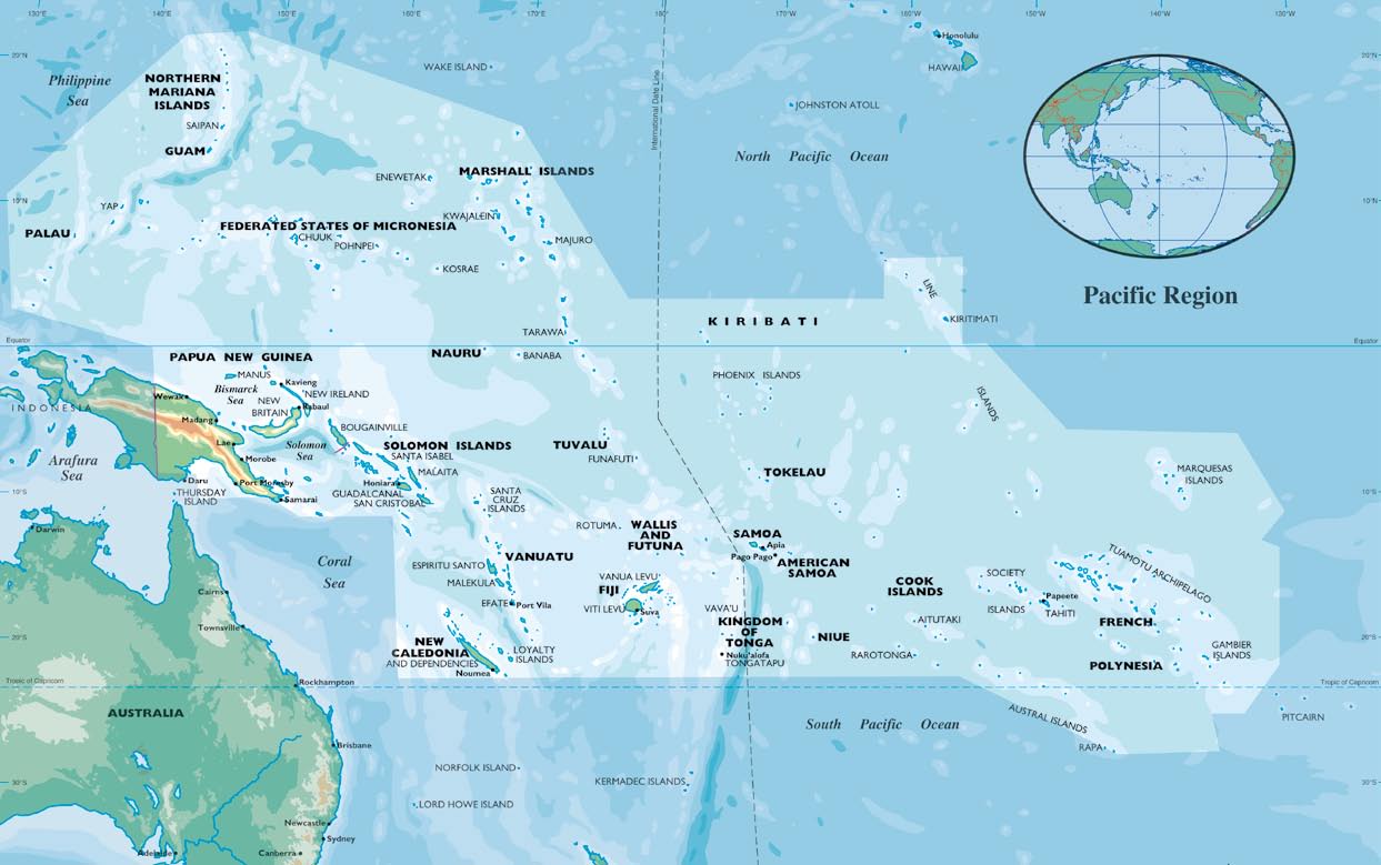 The Pacific islands region map