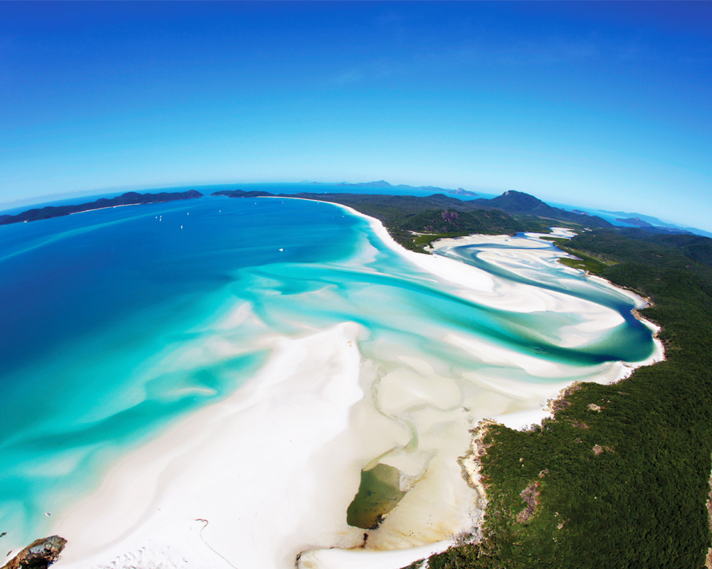 Whitehaven Beach is a 7 km stretch along Whitsunday Island.