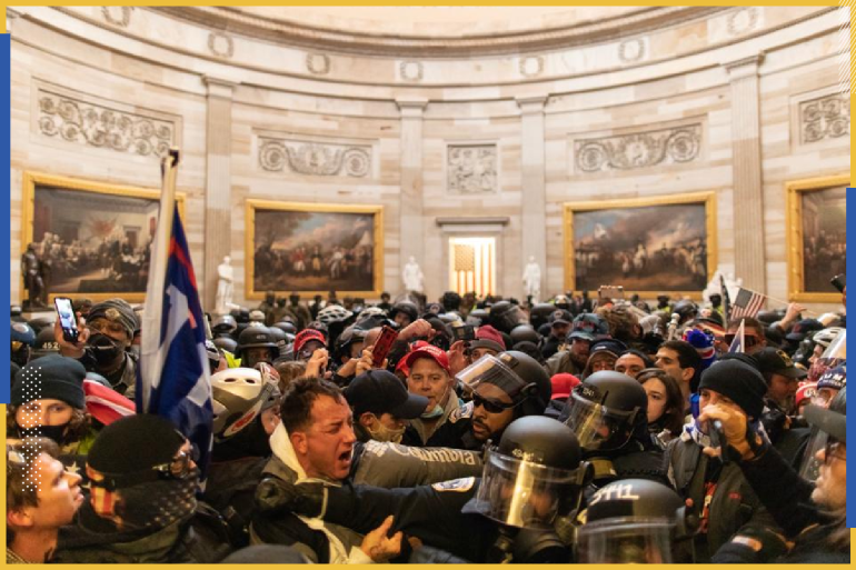 d8b5d988d8b1d8a9-d985d98ad8afd8a7d986-2021-01-11t160955-145-1 Trump supporters storm Capitol building in Washington- - WASHINGTON D.C., USA - JANUARY 6: Police intervenes in US President Donald Trump’s supporters who breached security and entered the Capitol building in Washington D.C., United States on January 06, 2021. Pro-Trump rioters stormed the US Capitol as lawmakers were set to sign off Wednesday on President-elect Joe Biden's electoral victory in what was supposed to be a routine process headed to Inauguration Day.