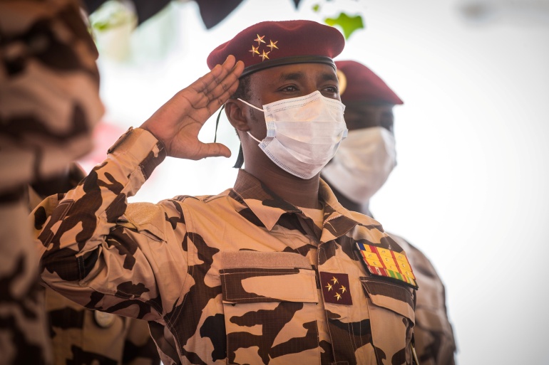 Mahamat Idriss Deby, son of late Chadian President Idriss Deby, attends his father's state funeral in N'Djamena, Chad, April 23, 2021. Christophe Petit Tesson/Pool via REUTERS