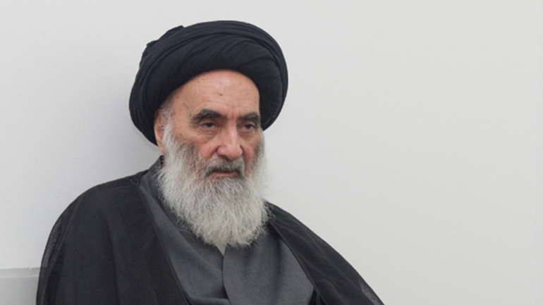 UN Secretary-General Ban Ki-moon (R) meets with Iraq's top Shiite cleric Grand Ayatollah Ali al-Sistani in Najaf, in this July 24, 2014 picture provided by the United Nations. Ban sought guidance from Iraq's top cleric on Thursday, as he urged Iraqi politicians to form an inclusive government that can confront a Sunni militant insurgency. Ban's meeting with Sistani underscored the 83-year-old cleric's vast sway in Iraq, where Prime Minister Nuri al-Maliki is considered a polarising figure who has fueled sectarian tensions. REUTERS/Eskinder Debebe/United Nations/Handout via Reuters (IRAQ - Tags: POLITICS CIVIL UNREST) ATTENTION EDITORS - THIS PICTURE WAS PROVIDED BY A THIRD PARTY. REUTERS IS UNABLE TO INDEPENDENTLY VERIFY THE AUTHENTICITY, CONTENT, LOCATION OR DATE OF THIS IMAGE. FOR EDITORIAL USE ONLY. NOT FOR SALE FOR MARKETING OR ADVERTISING CAMPAIGNS. THIS PICTURE IS DISTRIBUTED EXACTLY AS RECEIVED BY REUTERS, AS A SERVICE TO CLIENTS