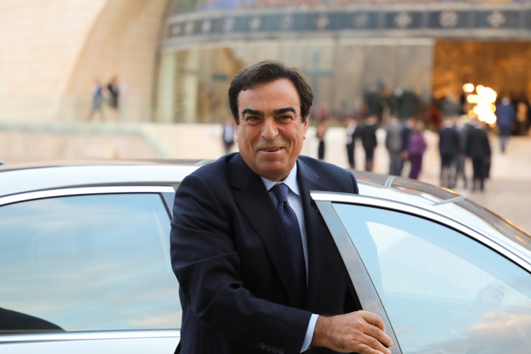 rtxj9esv-2 Lebanese Information Minister George Kordahi arrives to meet with Maronite Patriarch Bechara Boutros Al-Rai in Bkerke