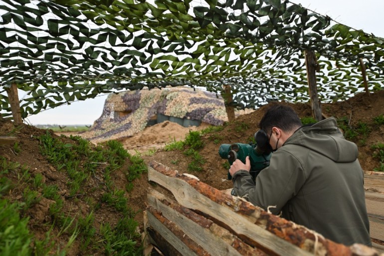 Ukrainian President Volodymyr Zelensky visits southern frontline near Crimea border