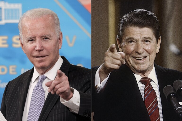 8989-1-1 كومبو يجمع الرئيسين جو بايدن ورونالد ريغان (Ronald Reagan Joe Biden) - المصدر: (شترستوك/رويترز)