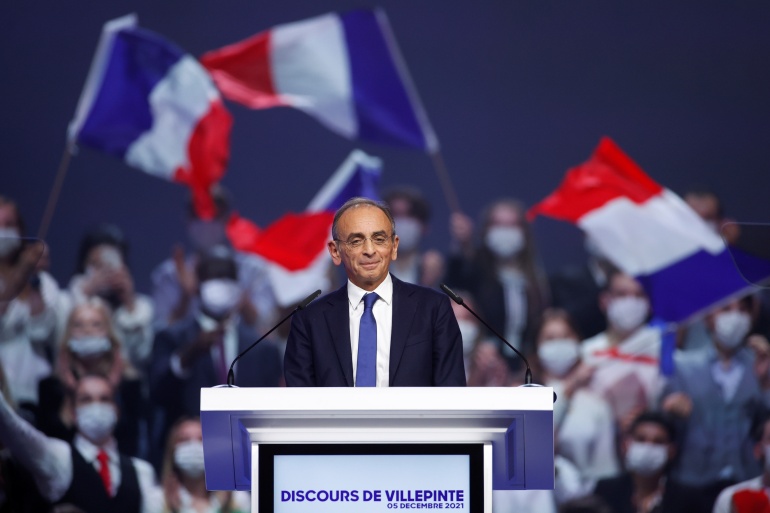 French far-right presidential candidate Zemmour attends a campaign rally in Villepinte