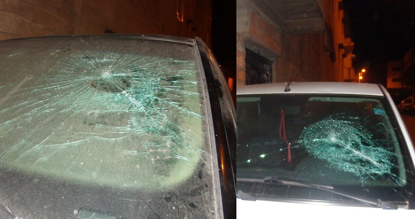 تهشيم وتخريب السيارات ليلة رأس السنة بأكادير