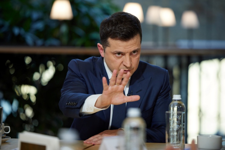Ukraine's President Volodymyr Zelenskiy holds a press marathon in Kyiv