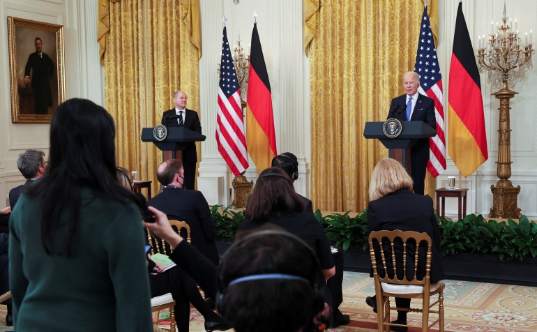 U.S. President Biden holds joint news conference with Germany's Chancellor Scholz in Washington