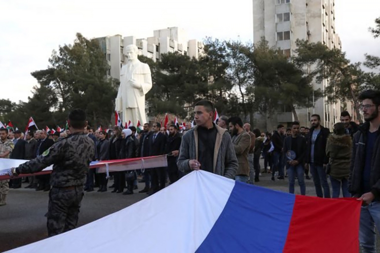 تظاهرة بدمشق تأييداً للتحرك الروسي في أوكرانيا